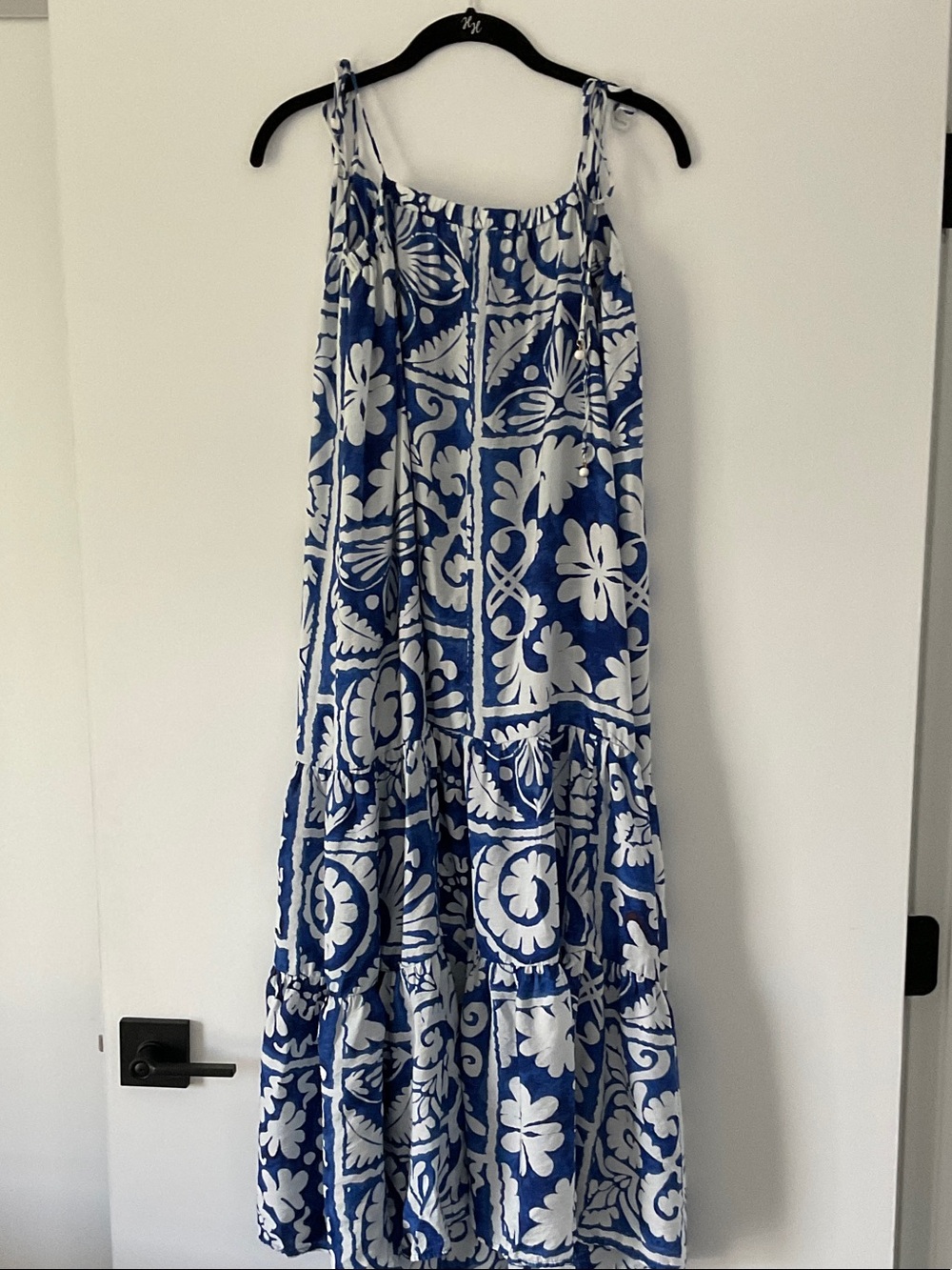 H&M Blue and White Printed Tiered Maxi Dress - Picture 2 of 5